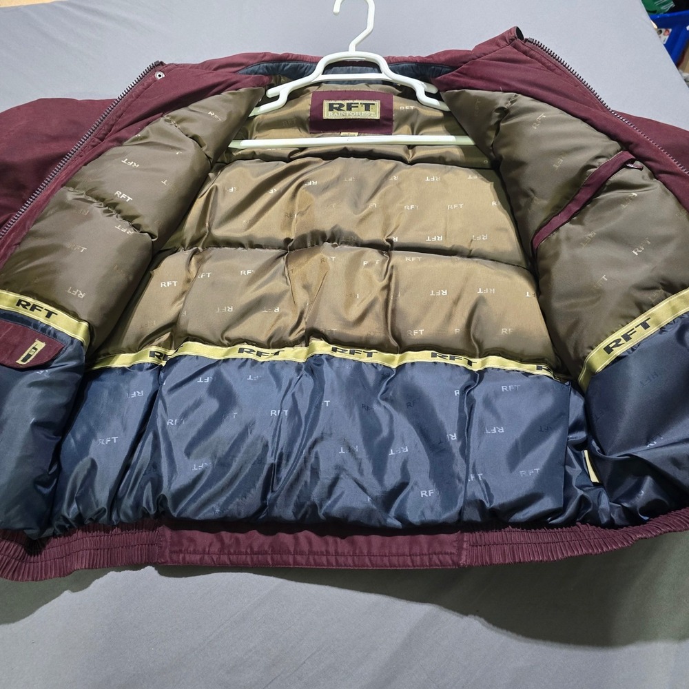 Rainforest RFT Down Puffer Bomber Jacket Mens XL Burgundy Insulated Full Zip‎ - Picture 3 of 7